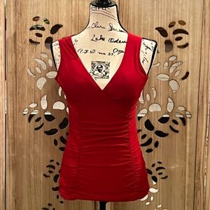 Red Sleeveless V-Neck Top